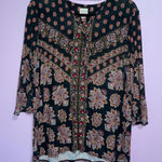 Chico's Boho Everyday Top Women Size L Dark Whimsical Teacher Casual Lightweight Photo 0
