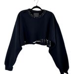 Carmar Los Angeles Distressed Safety Pin Cropped Sweatshirt Black Sz M Edgy Y2K Size M Photo 1
