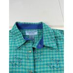 Wrangler Blues Womens Shirt Small Green Plaid Cowgirl Western Long Sleeve Photo 4