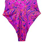 Maaji  Reversible One Piece Swimsuit Size Small Floral Psychedelic Pink Halter Photo 5