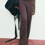 ZARA  NWT burgundy soft elastic waistband straight leg knit casual pants Photo 5