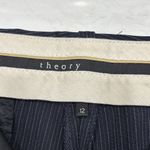 Theory  Dark Blue Pinstripe, Wool, Wide-Leg Pants Photo 1