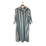 Lake x Atlantic Pacific Marnie Caftan Azure Stripe Night Shirt Dress Cotton Blue Size XL Photo 2