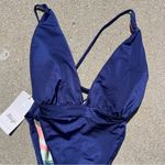 Maaji  Safari Plunge Reversible One-Piece Swimsuit Stripe/Solid, Blue New w/Tag Photo 6