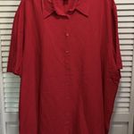 Avenue ‎ Red Button Up Collar Short Sleeve Shirt Size 26/28 Linen Photo 0