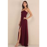 Lulus NWT  Splendid Aura Plum Purple Chiffon Pleated Strapless Maxi Dress Size S Photo 7