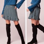 Band Of The Free New Diamond Print Ruffle Mini Skirt Colette Black Teal Size XS Photo 1