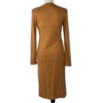 INC Medium Bodycon Midi Sweater Dress Ribbed Long Sleeve Stretch Lined Camel New Brown Photo 3