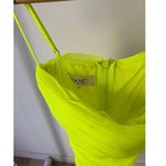 House Of CB $140 NWOT  Ella Neon Green Ruched‎ Organza Mini Dress Photo 3
