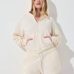 SKIMS French Terry Zip Up Hoodie in Ecru, Size X-Small Photo 0