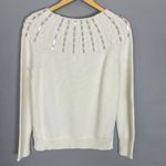 NWT LOFT Sweater Ivory Sequins White Size Small Women FLAWED Holiday‎ Christmas Photo 3