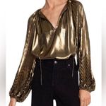 
JOHNNY WAS Pleated Blouse In Golden Gem Size Large. Photo 0