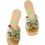 Madden Girl NEW  MINT GREEN SLIP ON SLIDE BUCKLE GOLD SZ-9.5 Photo 1