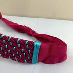 Vintage 90s Statement Belt Burke Deyo Braided Pink Blue Waist Tie Womens Wide Photo 3