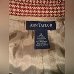 Ann Taylor Houndstooth Skirt Red Pattern Holiday Brown Lined Wool Tweed 8 Photo 4