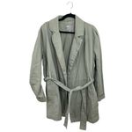 ASOS Women's Belted Trench Coat Open Front Notch Collar Sage Green US 12 Photo 2