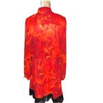 Ny&c red flowing dress with black lace hem and tie neck! Nwt Red Size L Photo 7