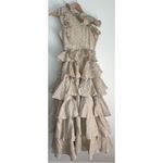 Ulla Johnson Rare Organza Brocade Ruffled Gown Ivory Gold Metallic Tiered Dress Photo 6