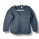 The Irish Store Aran Woollen Mills Charcoal Irish Cable Merino Wool Cardigan Gray Size L Photo 1