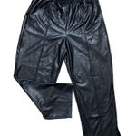 Ellen Tracy Women Black Faux Leather Pants Size M Paper Bag Waist Stretch Pocket Photo 0