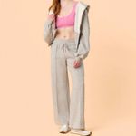 BLOGILATES Grey Fleece Zip Up Hoodie Oversized Cropped Casual Lounge Size L Gray Size L Photo 5