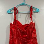 Lulus  Dramatic Desires Red Embroidered Bustier Tie Strap Maxi Dress Small S NWOT Photo 5