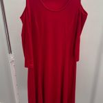 Susan Graver Red Cold Shoulder 3/4 Sleeve Dress Photo 1