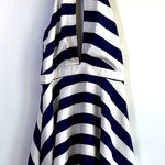 NWT Luxe Blue and White Halter Fit and Flare Mesh Back Cocktail Dress Size L Size L Photo 0