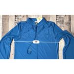 Anne Klein  Blue Lacy‎ Long Sleeve Tie Blouse Top Modern Feminine sz MEDIUM Photo 2