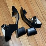 Nine West Garden Bay Black Leather Strappy Block Chunky low Heel Sandals whimsygoth coastal Photo 3