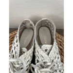 Zimmermann  woven leather lace up round toe espadrille Shoes, White, Size 39 Photo 4
