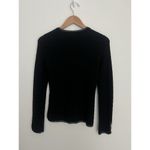 Trina Turk 4 Pocket Crochet Trim Black Wool Cardigan Sweater Gold Buttons Preppy Photo 4