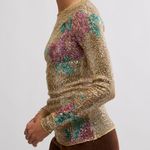 Free People  Gold Sequin Long Sleeve Top Photo 1
