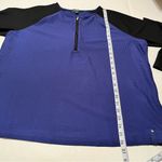 Ralph Lauren Lauren  Womens‎ SZ 2X Blue Black Quarter Zip Waffle Knit Stretch Top Photo 4