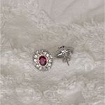 Sparkly Earrings • Garnet • Cubic Zirconia Silver Photo 2