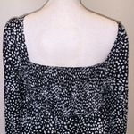 SheIn black with white polka dots smocked peplum blouse Photo 7