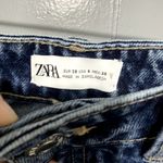 ZARA Blue Dark Wash Distressed Straight Leg High Rise Relaxed Jeans 6 Photo 1