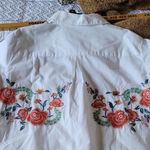 FOR THE REPUBLIC  100% Cotton White Shirt with Floral Embroidery Size L Photo 7