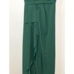 Azazie Size 4 Formal Dress Maxi A Line Empire Pleated Waist V Neck & Back Green Photo 5