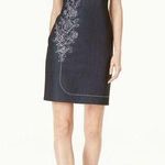 Calvin Klein New! Women's Floral Embroidered Denim Sheath Dress Size 2 Photo 0