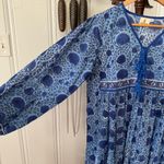 Handmade Block Print Blue Floral Maxi Dress Size M Photo 4