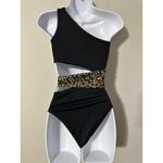 Beach Riot  Carlie Black Cheetah Side Tie One Piece Swimsuit NWOT Size XS Photo 4
