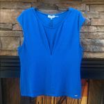 Calvin Klein Royal Blue V-Neck Cap Sleeve Top XL textured office sleeveless Photo 0