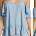 Paige  Chambray Mitzi Cold‎ Shoulder Top Hayette Wash Size XS Photo 0