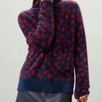 RTR Thakoon Navy Red Printed Fuzzy Mock Neck Pullover Sweater Size M soft Blue Size M Photo 1
