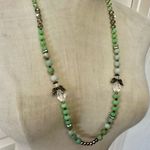 Handmade Angel Charm Beaded Necklace with Green Glass & Crystal Accents Photo 2