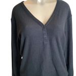 UGG  Size Medium Black Ribbed Three Button Long Sleeve Top. New With Tags. Photo 5