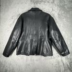 Ital Leather Collection USA Jacket Womens 2XL Black Leather Bomber Edgy Rocker Size 2X Photo 2