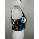 AQUA  Sequin Stripe Crop Top V Neck Spaghetti Strap Black Women's Size M Photo 8