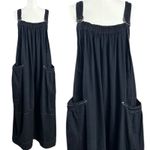 Free People  Oversized Chambray Denim Machu Barrel Midi Dress Black Size Large Photo 2